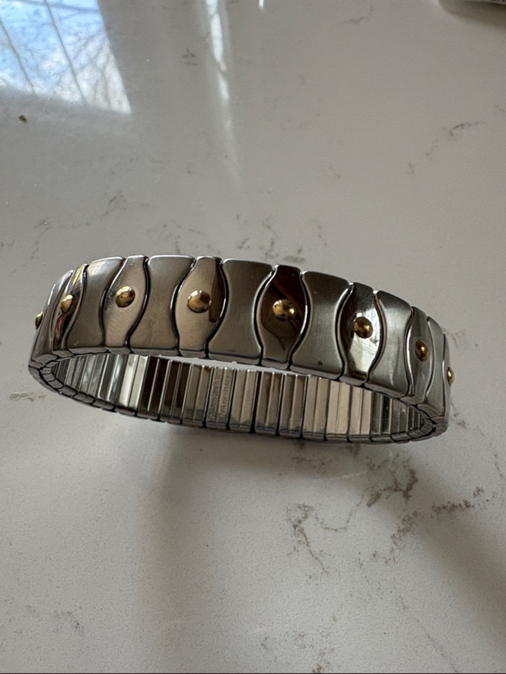 Milor Two-Tone Silver and Gold Stretch Bracelet 18 k